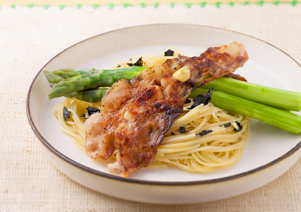 レシピ画像：グリーンアスパラガスと豚バラ肉のパスタ