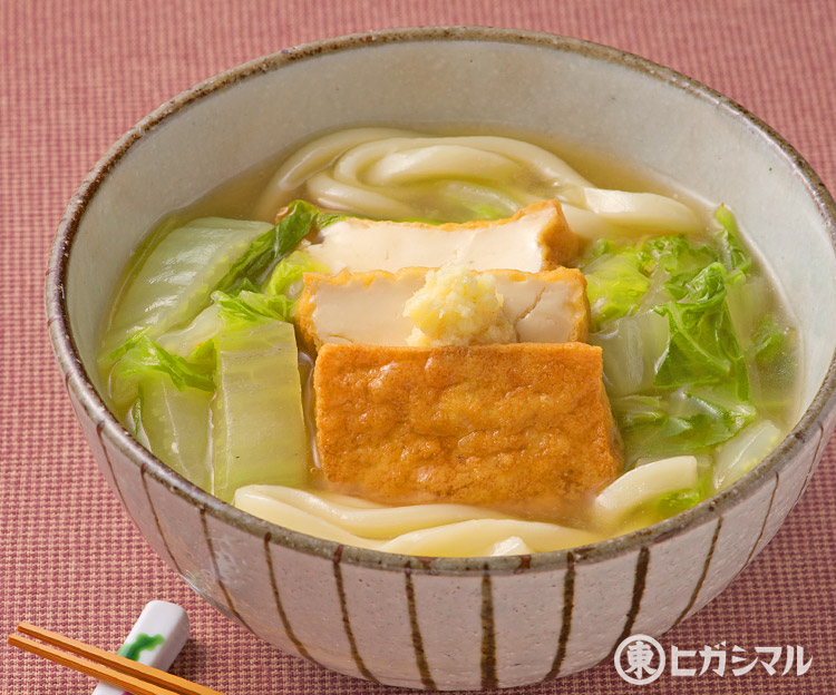 レシピ画像：白菜と厚揚げのあんかけうどん