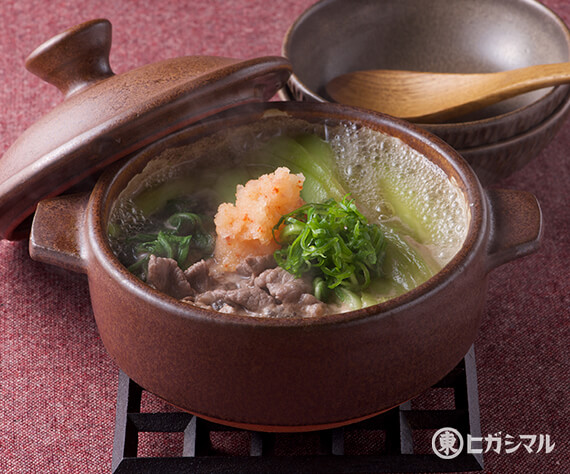 チンゲン菜と牛肉の小鍋仕立て