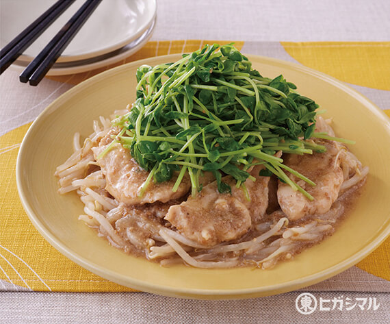 鶏肉ともやしのごましょうゆ蒸し