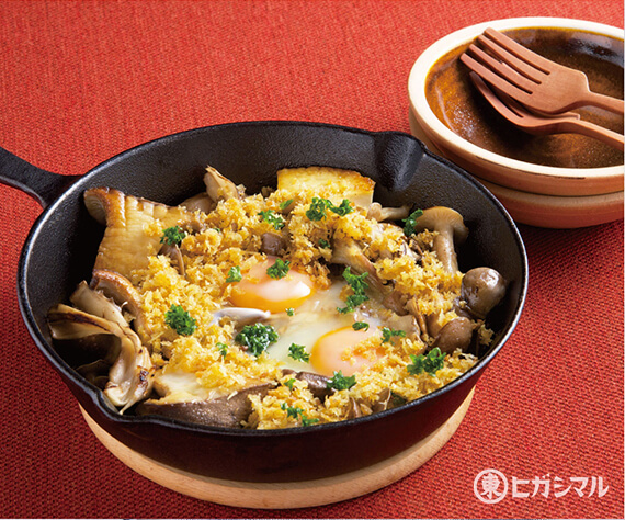きのこと玉子の混ぜ混ぜ焼き