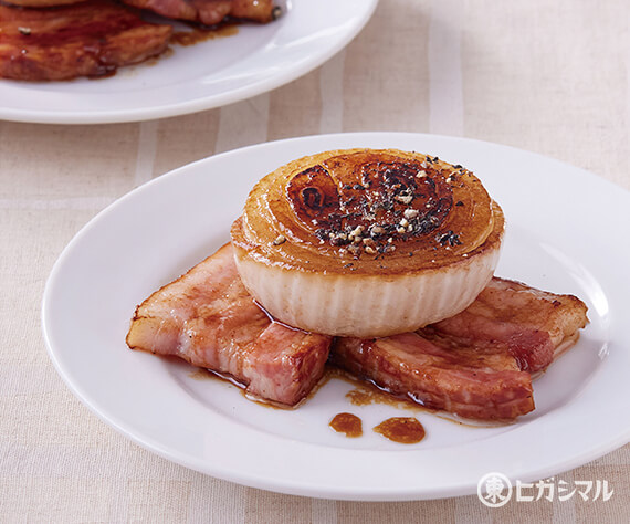 新玉ねぎとベーコンのステーキ