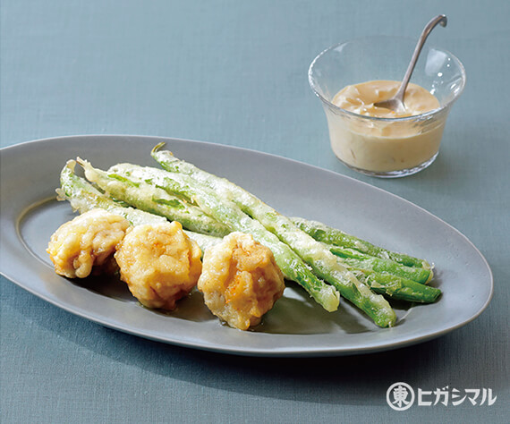きのこといんげんの天ぷら タルタルソース