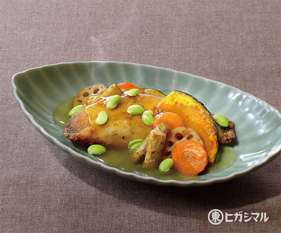 揚げかれいと秋野菜の甘酢あん
