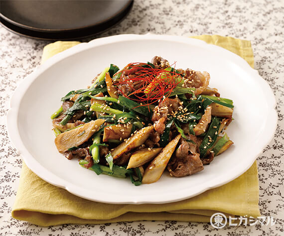 牛肉とごぼうとにらのさっぱり炒め