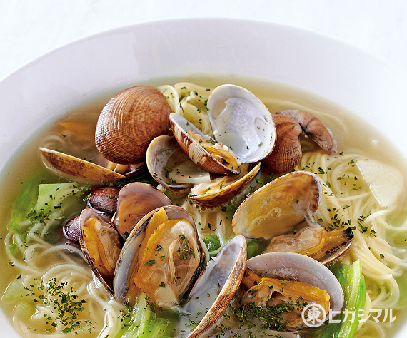 あさりとキャベツのスープパスタ