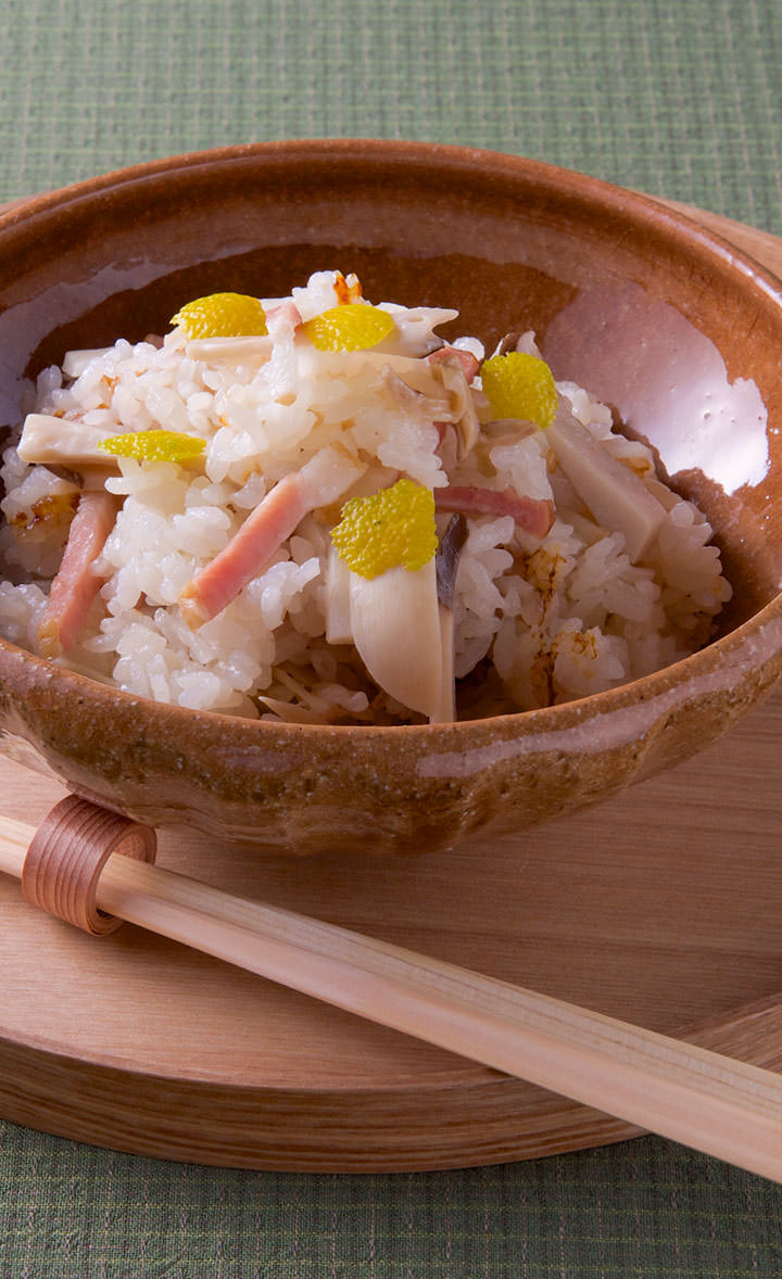 ベーコンとエリンギの炊き込みご飯