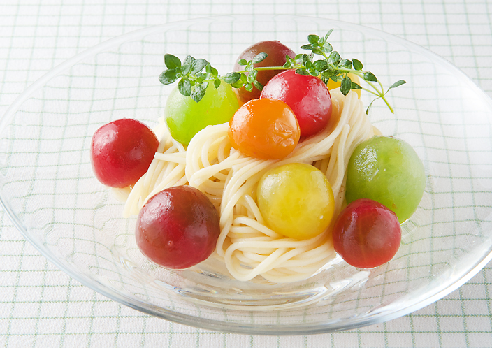 レシピ画像：色々プチトマトの冷製パスタ